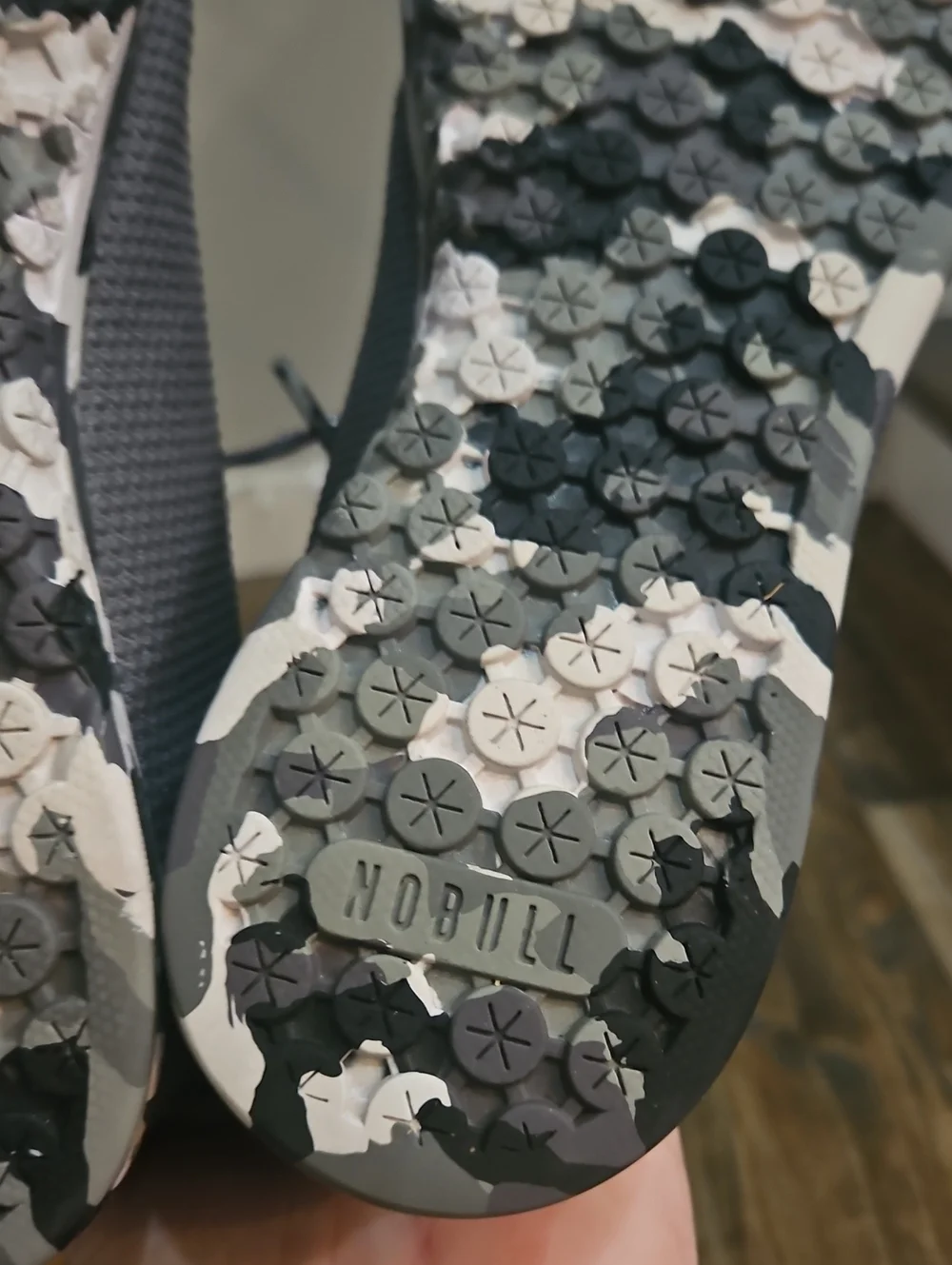 NOBULL Gray Athletic Trainer with Camo Sole (Unisex W-9 M-7.5)